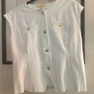 Michael Kors White Gold Button Top – Size M